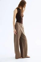 Wide-Leg Linen-Blend Pants