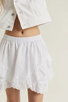 Tiered Skirt with Eyelet Embroidery