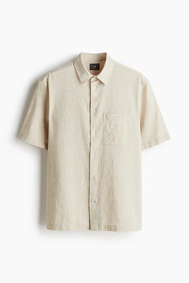 Regular-Fit Short-Sleeved Linen-Blend Shirt