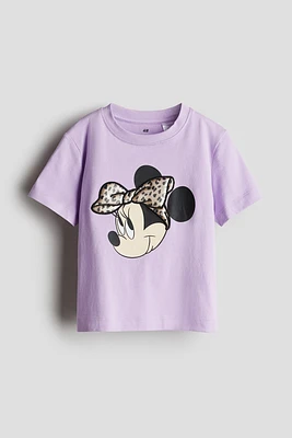 Cotton T-Shirt with Printed Motif