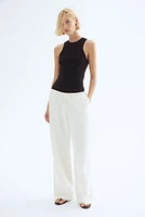 Straight linen-blend trousers
