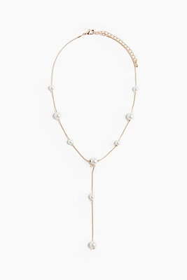 Bead-detail Lariat Necklace