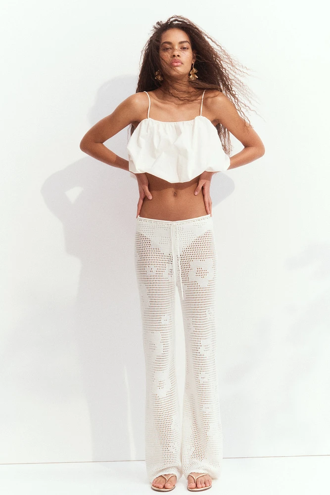 Pointelle-Knit Drawstring Pants