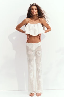 Pointelle-Knit Drawstring Pants