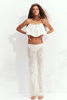 Pointelle-Knit Drawstring Pants