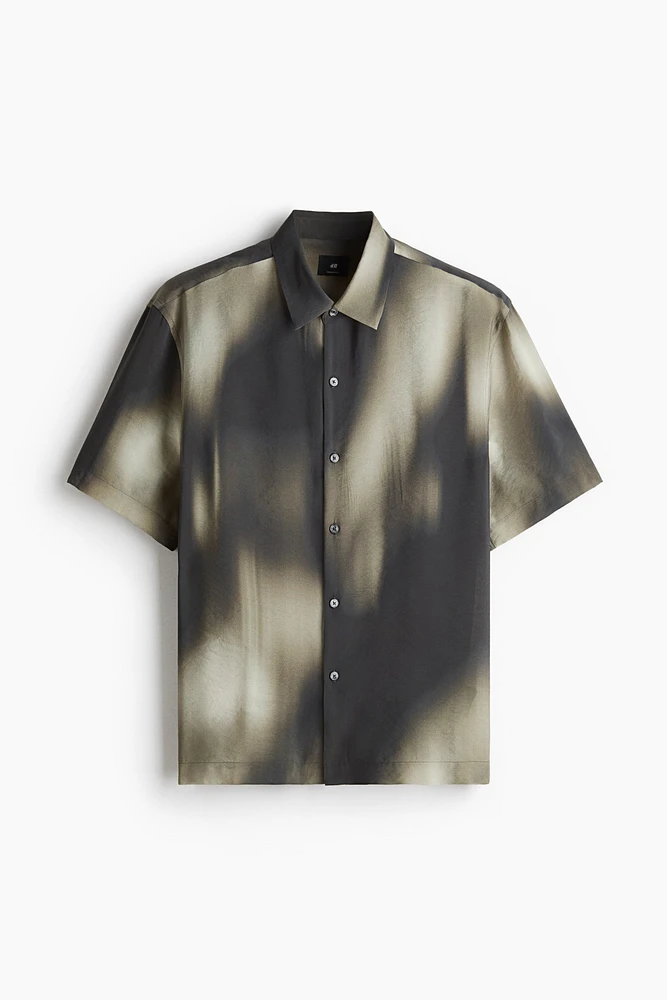 Chemise classique à col cubain en modal mélangé