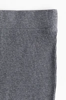 Ribbed Slit-Hem Pants