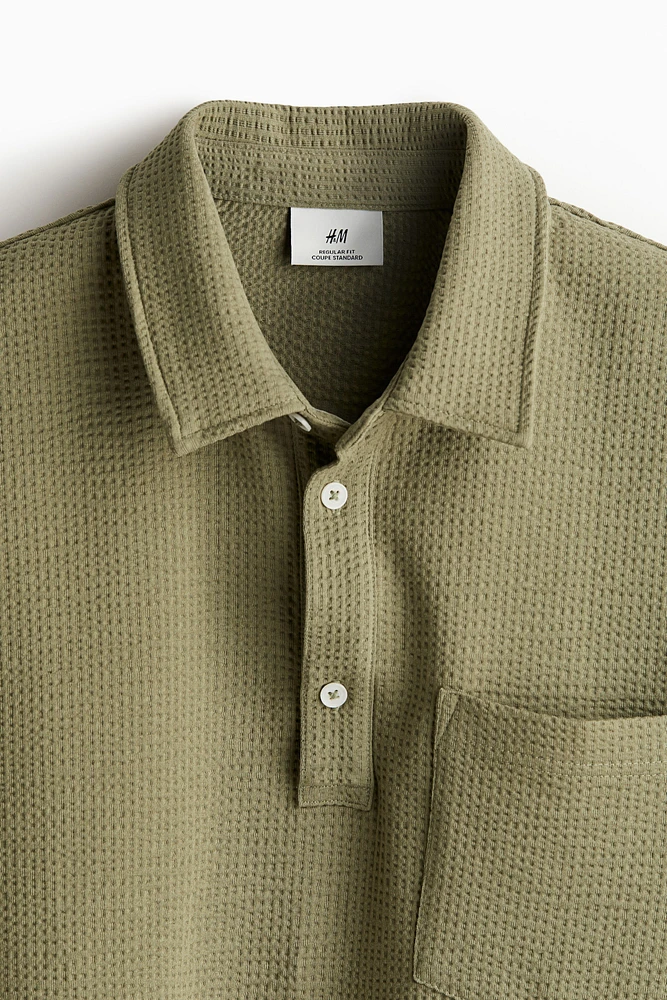 Regular Fit Waffled Polo Shirt