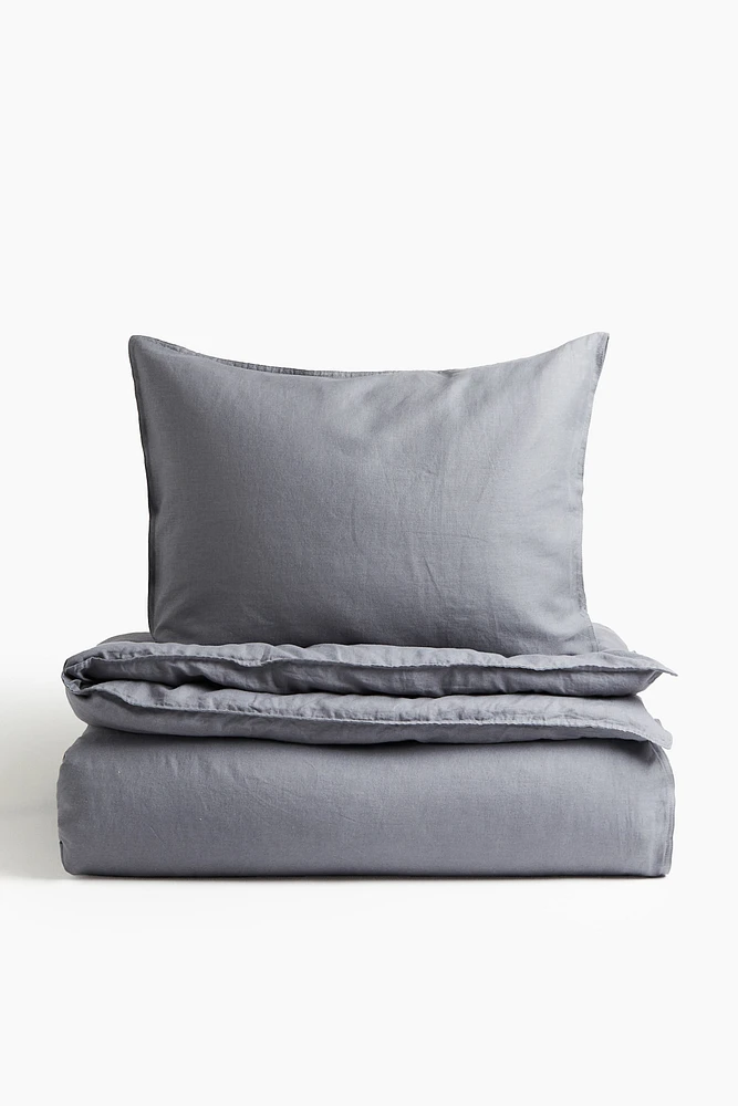 Linen-blend Twin Duvet Cover Set