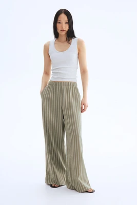 Wide-Leg Linen-Blend Pants