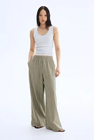 Wide-Leg Linen-Blend Pants