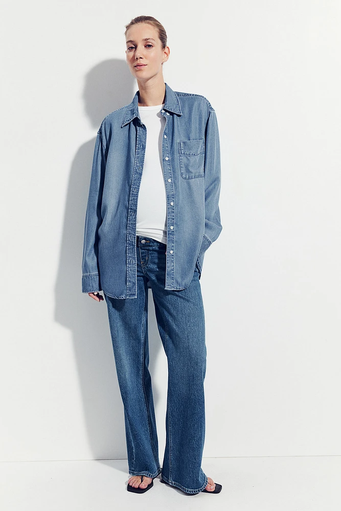 MAMA Tie-Belt Denim Shirt