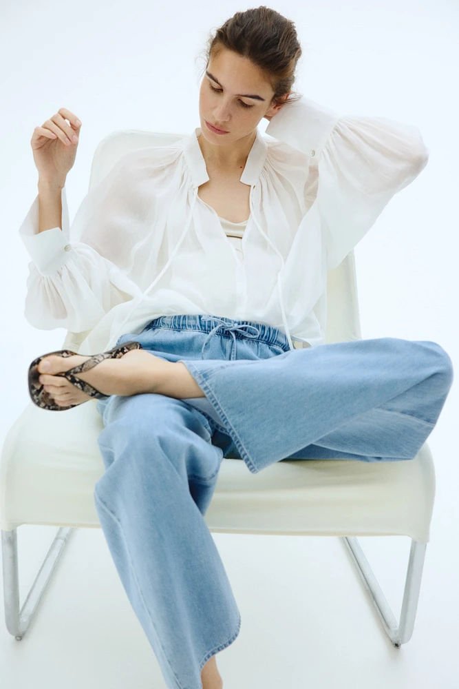 Pantalon MAMA en denim avec cordon de serrage