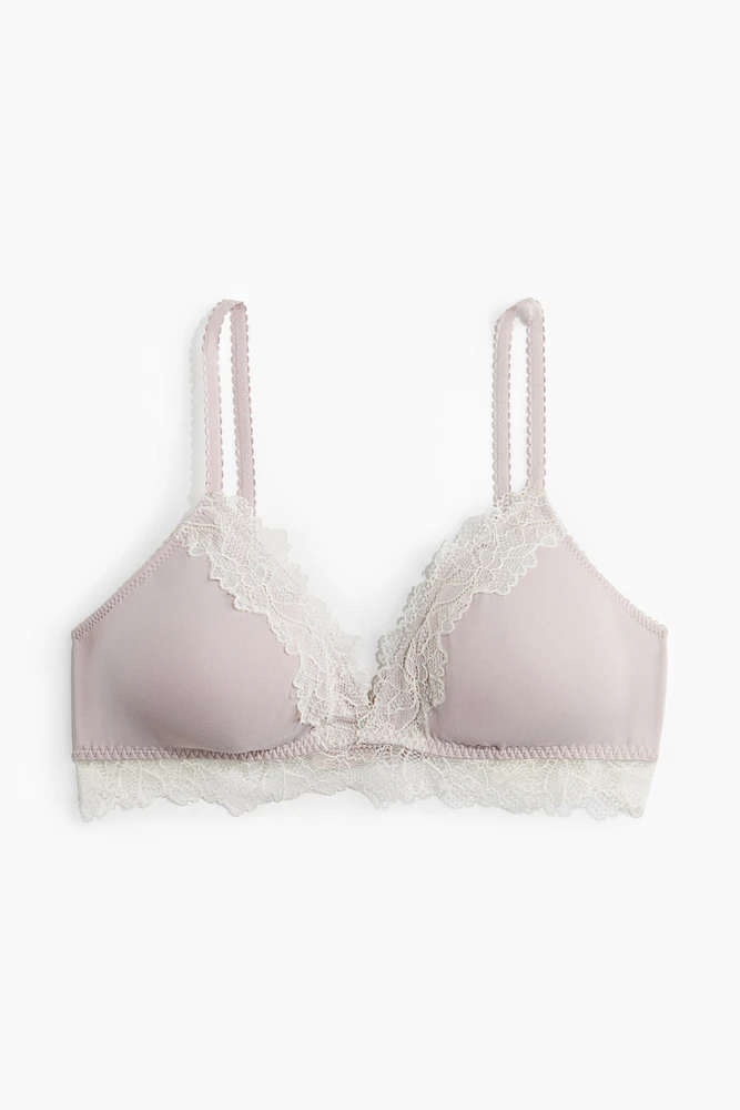 Soutien-gorge coussiné en microfibre et dentelle