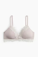 Padded Soft-Cup Microfiber and Lace Bra