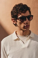 Regular-Fit Hole-Knit Polo Shirt