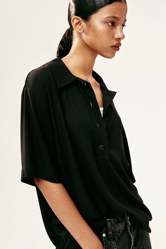 Sheer Crêpe Polo Shirt