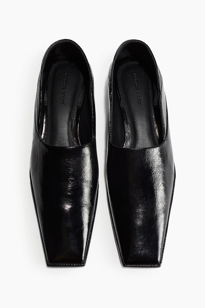 Square-Toe Leather Loafers