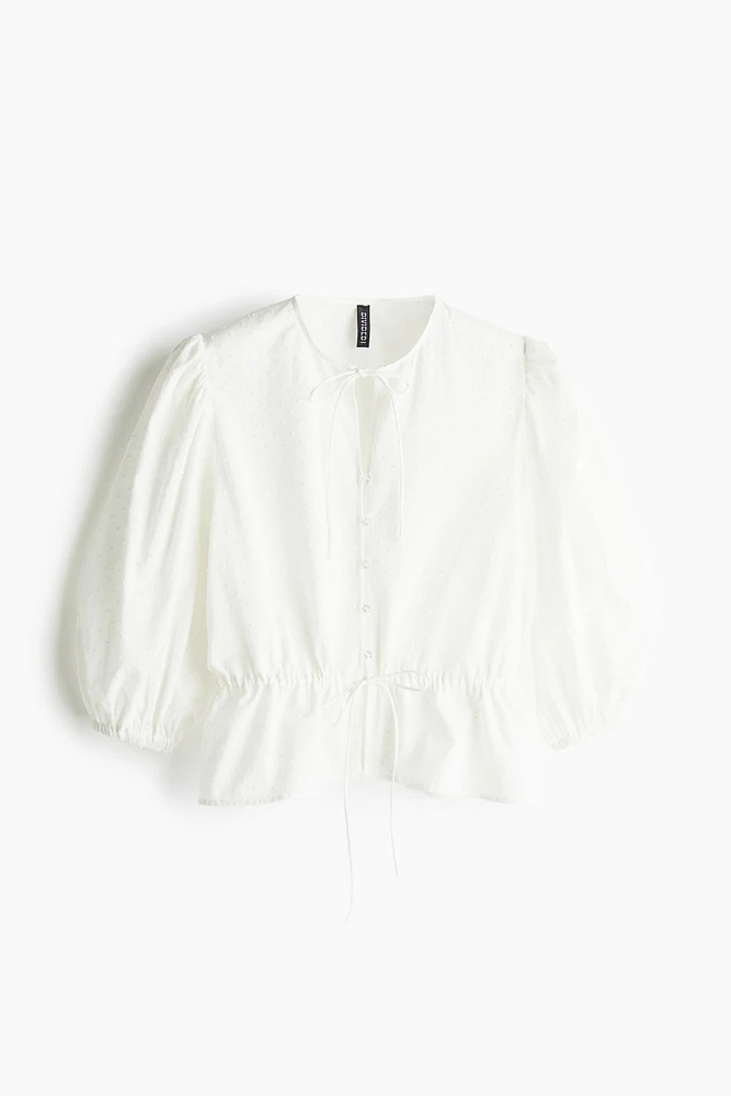 Blouse en coton avec manches bouffantes