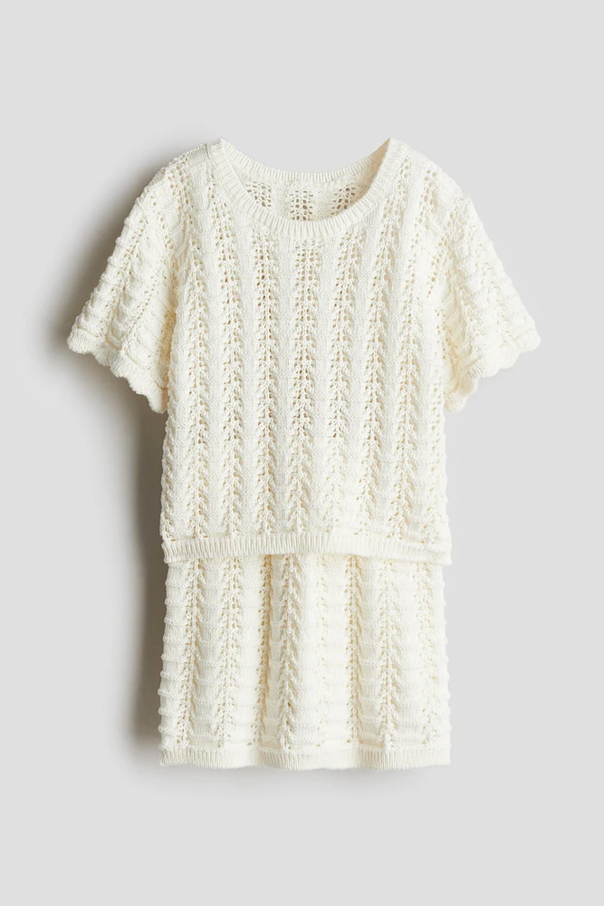 Ensemble 2 pièces en tricot pointelle