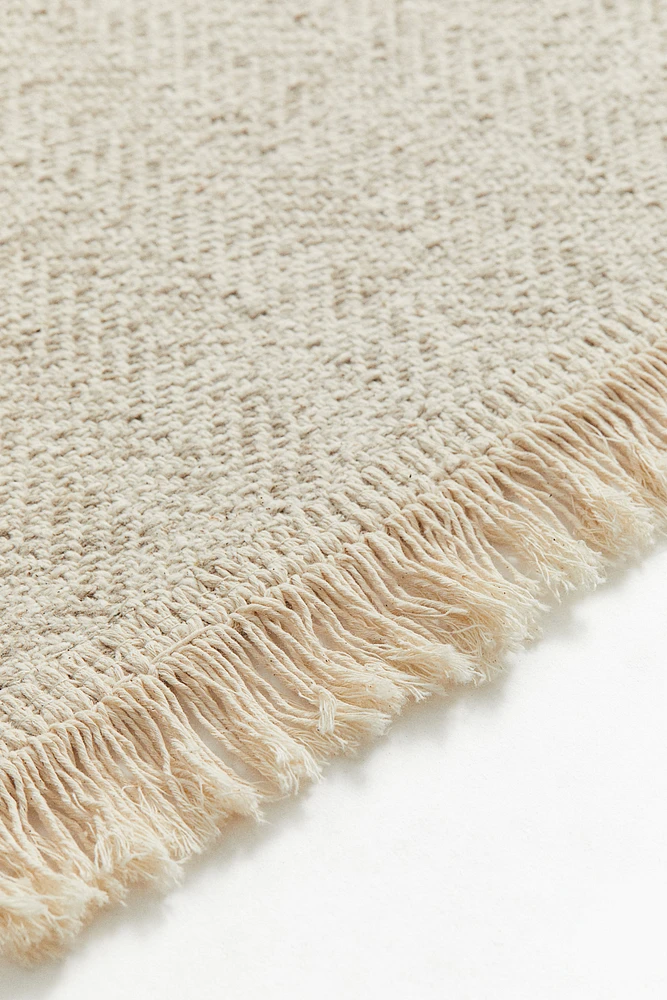 Small Cotton Rug with Fringe