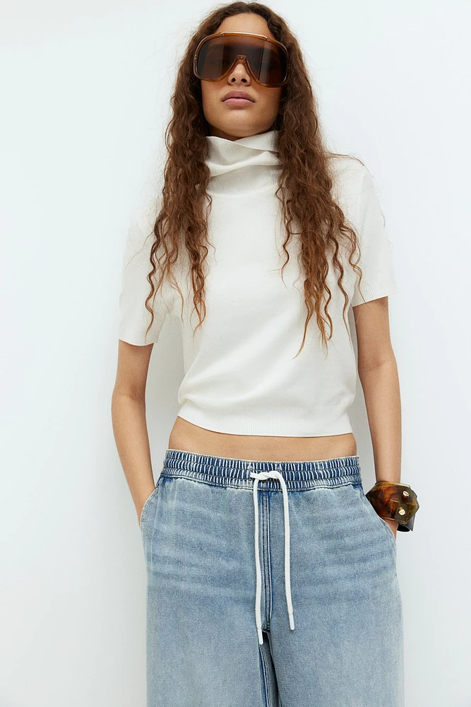 Fine-Knit Turtleneck Top