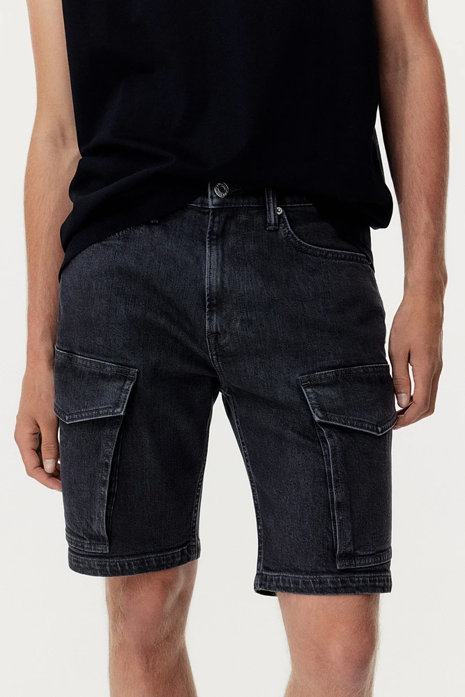 Slim Denim Cargo Shorts