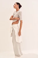 Linen-Blend Drawstring Pants