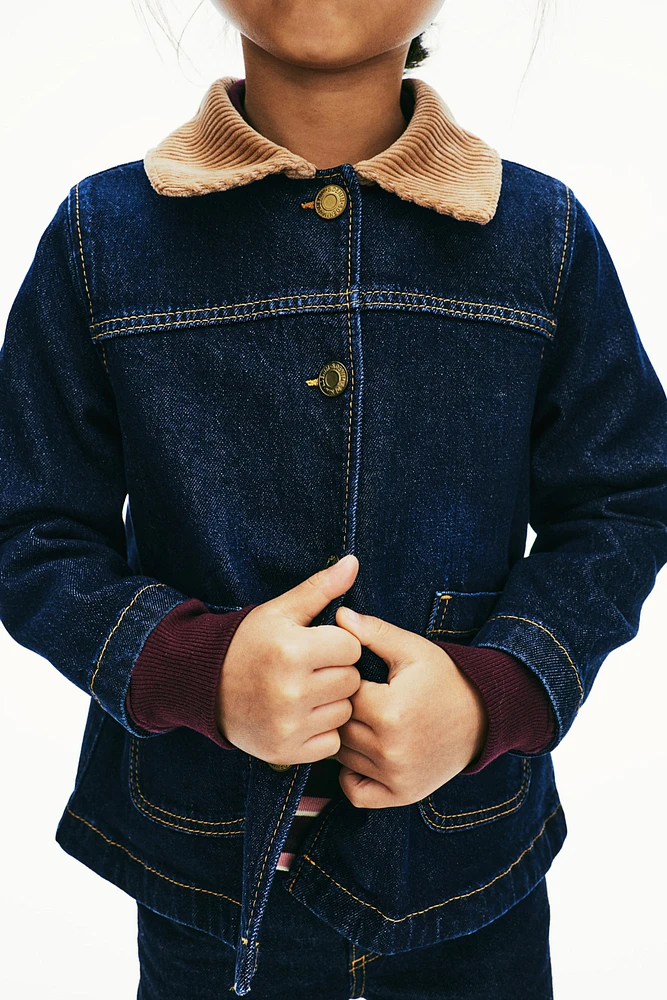 Denim Jacket with Corduroy Collar