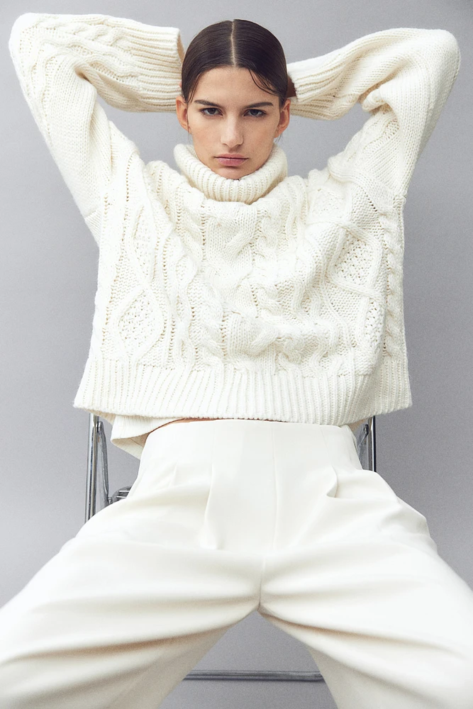 Cable-Knit Turtleneck Sweater