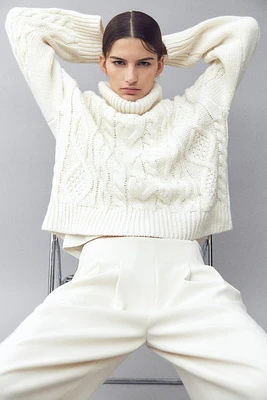 Cable-Knit Turtleneck Sweater