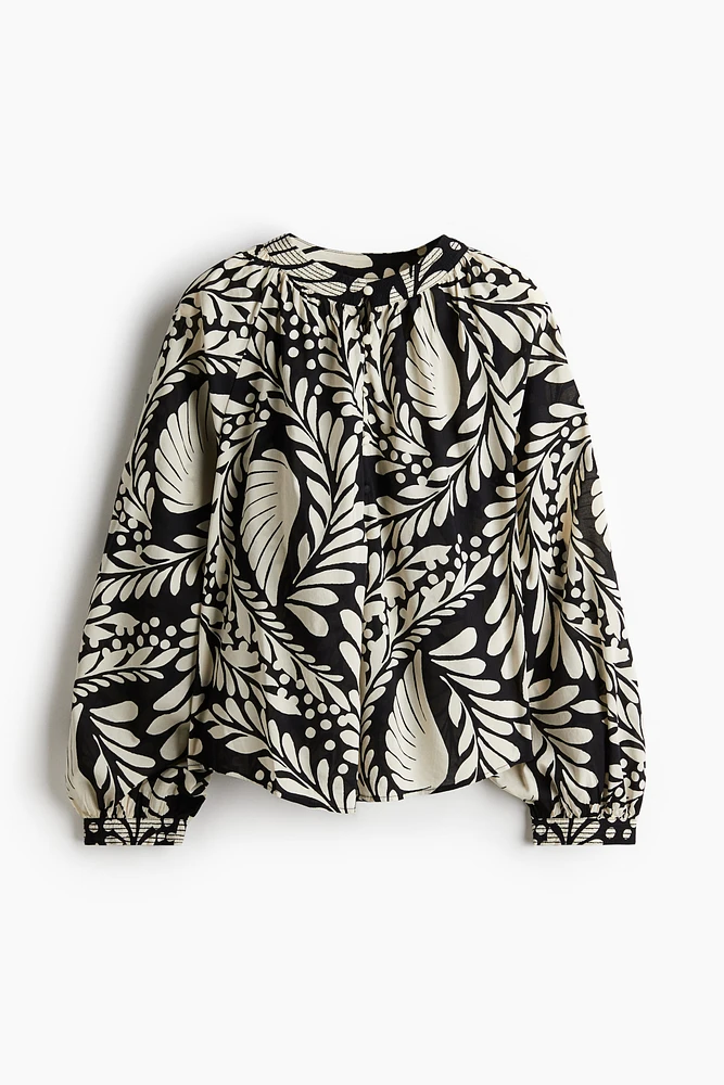 Band-Collar Blouse