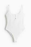 Ribbed Button-front Bodysuit