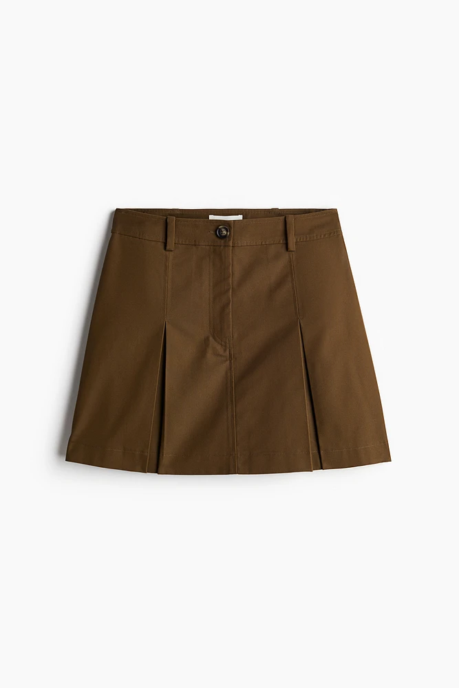 Pleated Twill Skirt