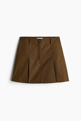 Pleated Twill Skirt