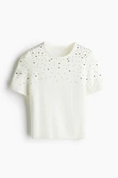 Embellished Fine-Knit Top