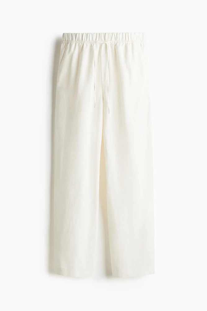 Pantalon en lin mélangé avec cordon de serrage