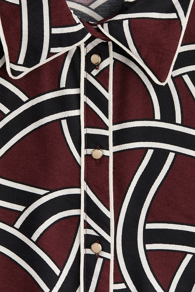 Patterned Tie-Belt Dress