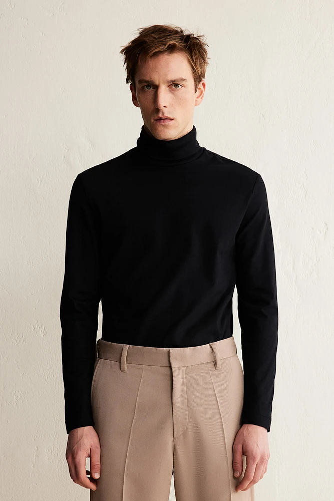 Slim Fit Cotton Turtleneck Shirt