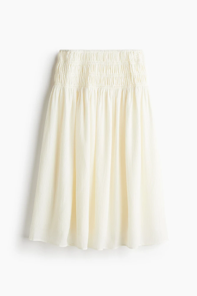 Smocked-waist Crêpe Skirt