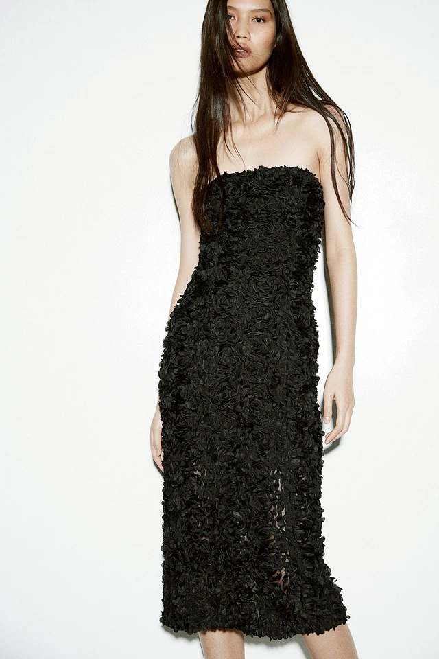h&m black strapless dress Black Eyelet Sleeveless Maternity Midi Dress  PinkBlush
