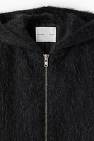 Fuzzy Wool-Blend Hooded Jacket