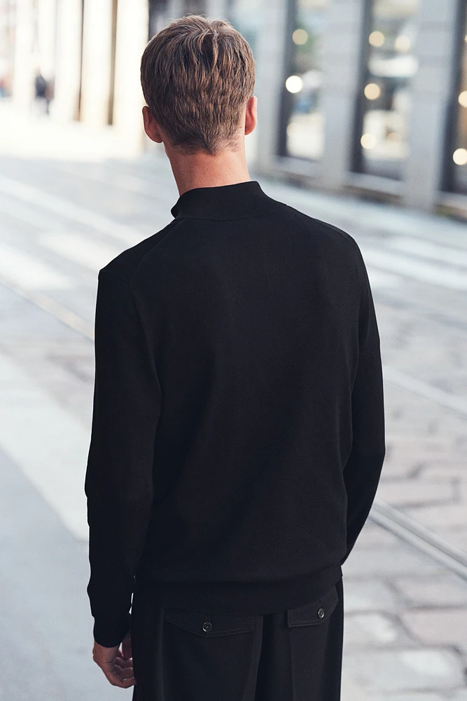 Slim Fit Half-Zip Fine-Knit Sweater