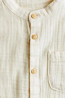 Cotton Muslin Henley Shirt