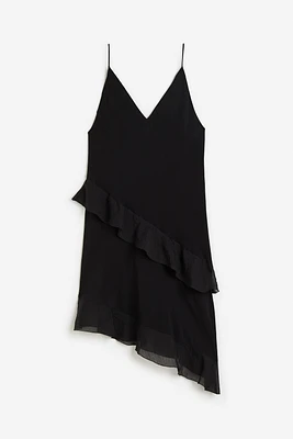 Flounced Satin Slip Dress