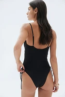 Padded-Cup Drawstring-Detail Swimsuit