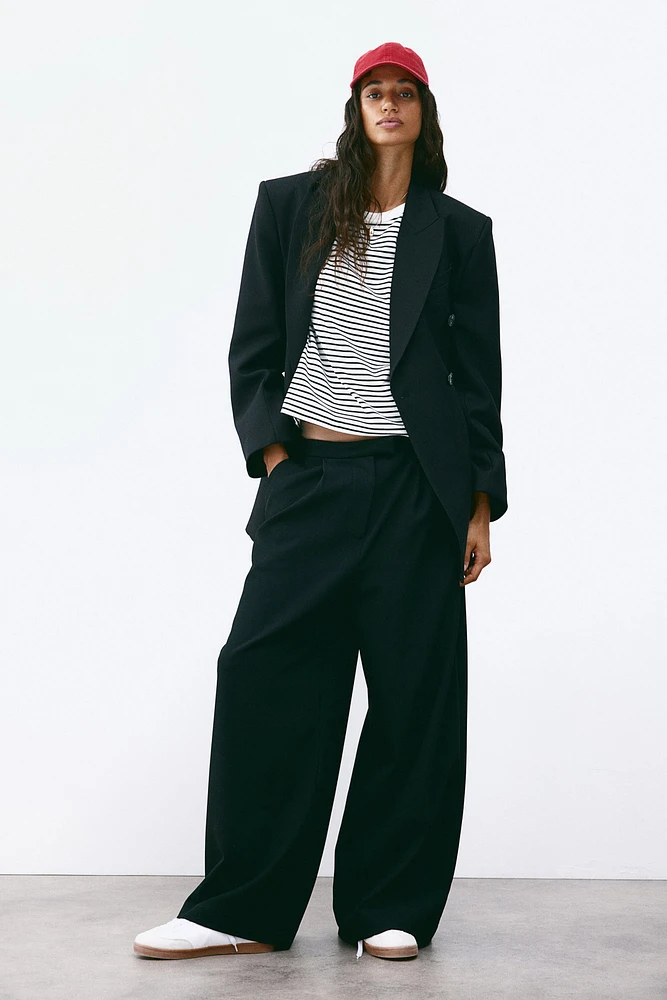 Wide-Leg Twill Pants