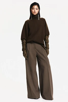 Wide-Leg Twill Pants