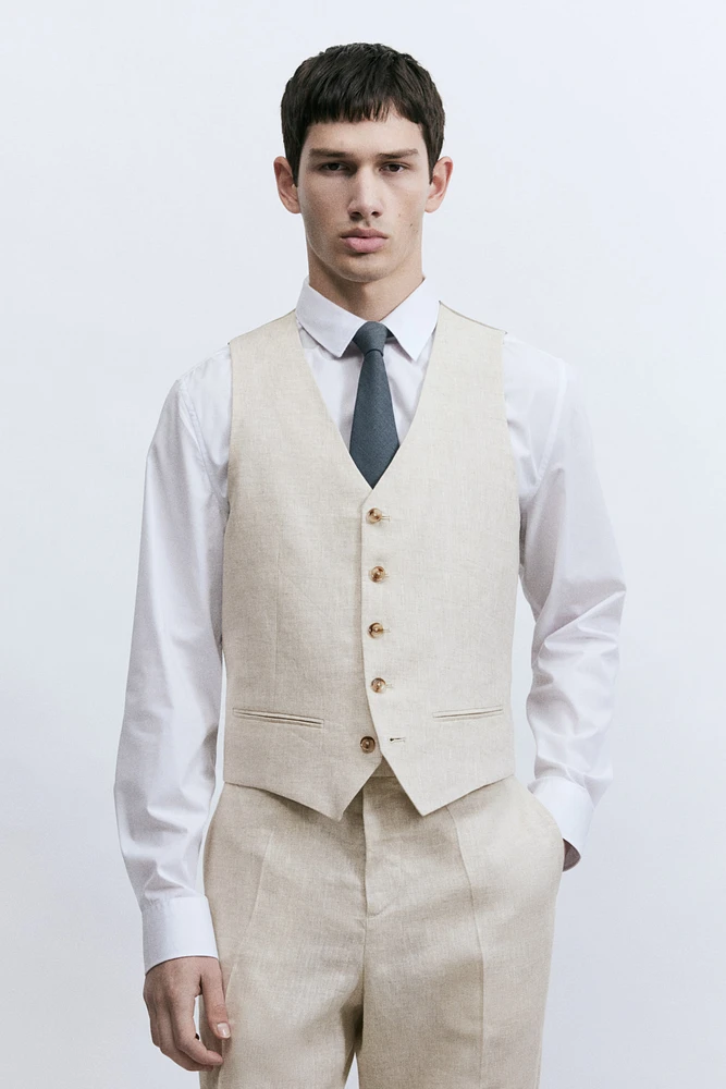 Slim-Fit Linen Suit Vest