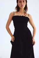 Smocked-Bodice Strappy Dress